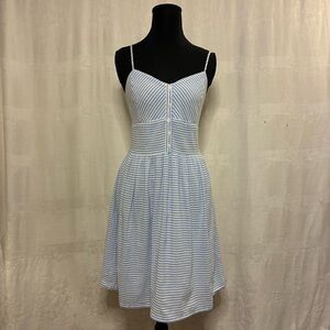 Love Notes Blue and White Striped Midi Dress